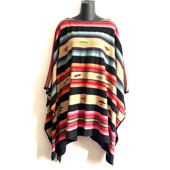 Ralph Lauren Blue Label knitted Poncho Women M/L Multicolor Aztec Indian Western - Picture 4 of 12